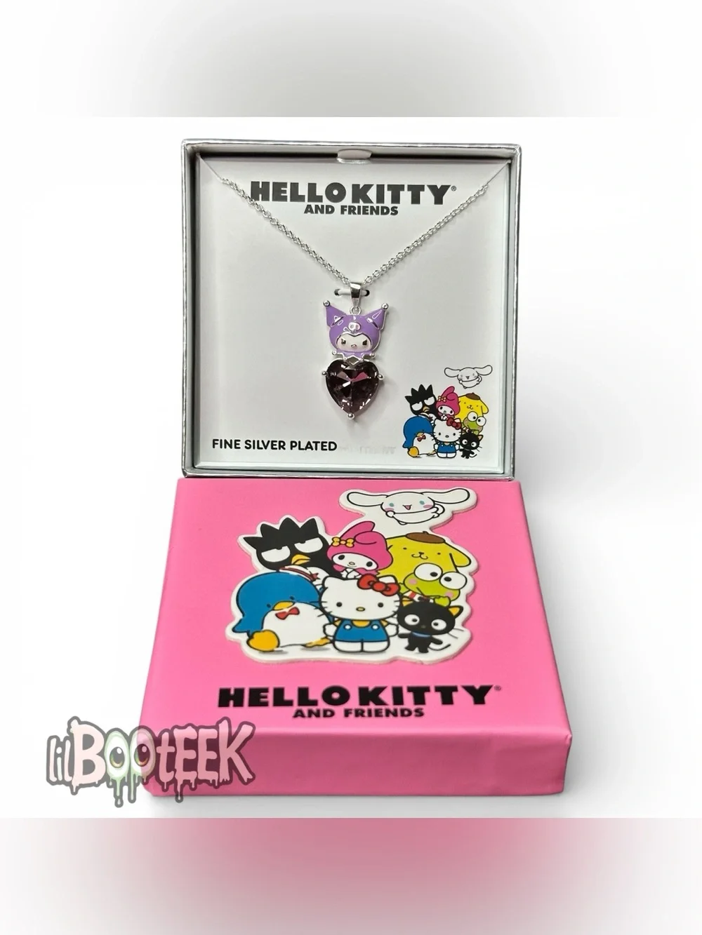 Hello Kitty & Friends Kuromi Purple Crystal Heart Pendant Necklace NEW in Box